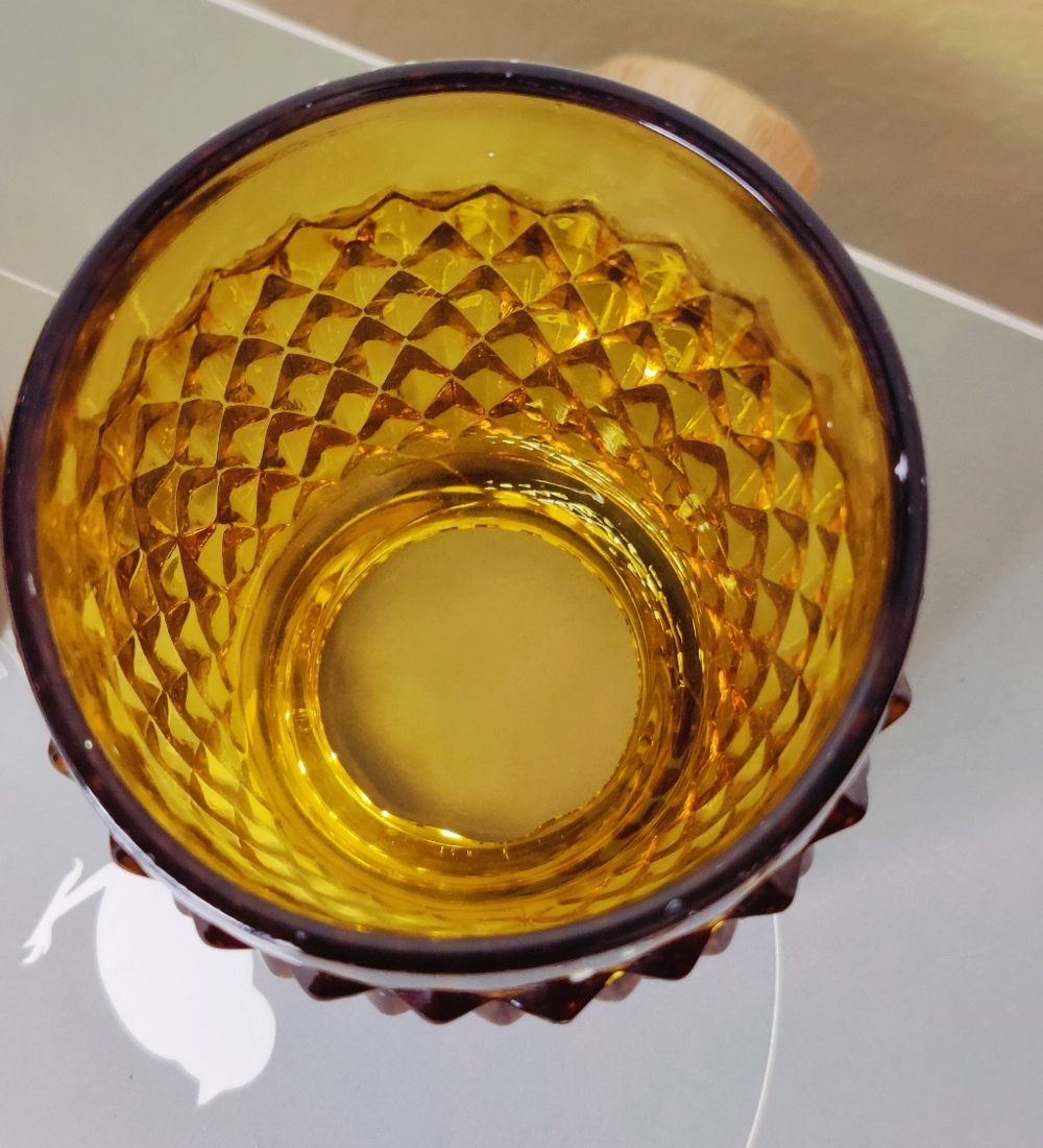 Amber Glass Fairy Lamp - Diamond Point Pattern  MCM Decor - Picture 10 of 11